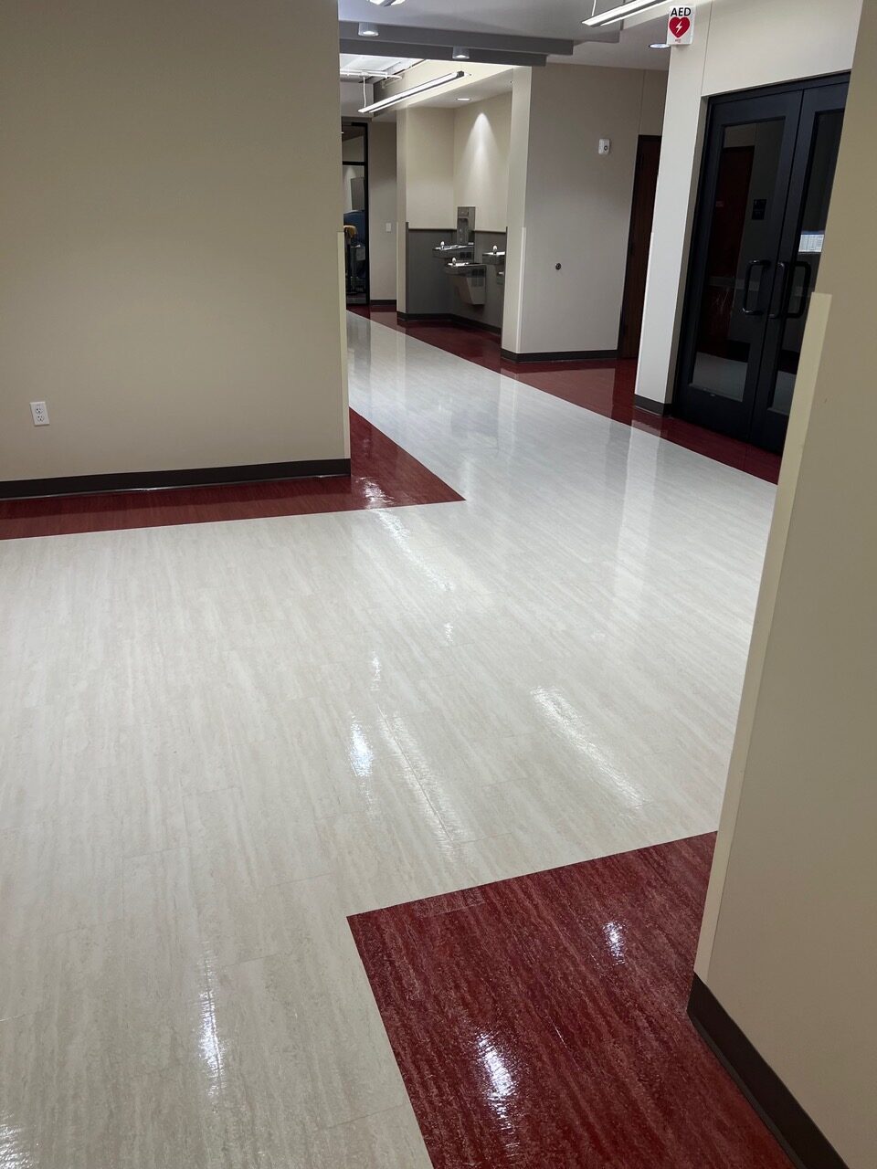 shiny clean floors in an office hallway in Grand Prairie, TX