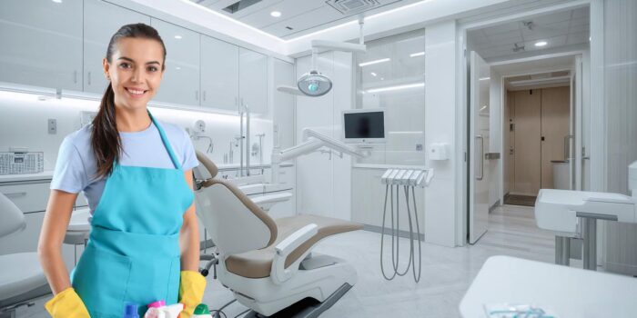 janitor cleaning a dental office in DFW